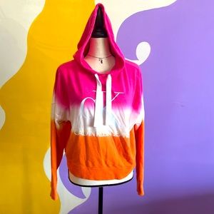 CK Calvin Klein tie dye cropped hoodie sweatshirt woman’s size small